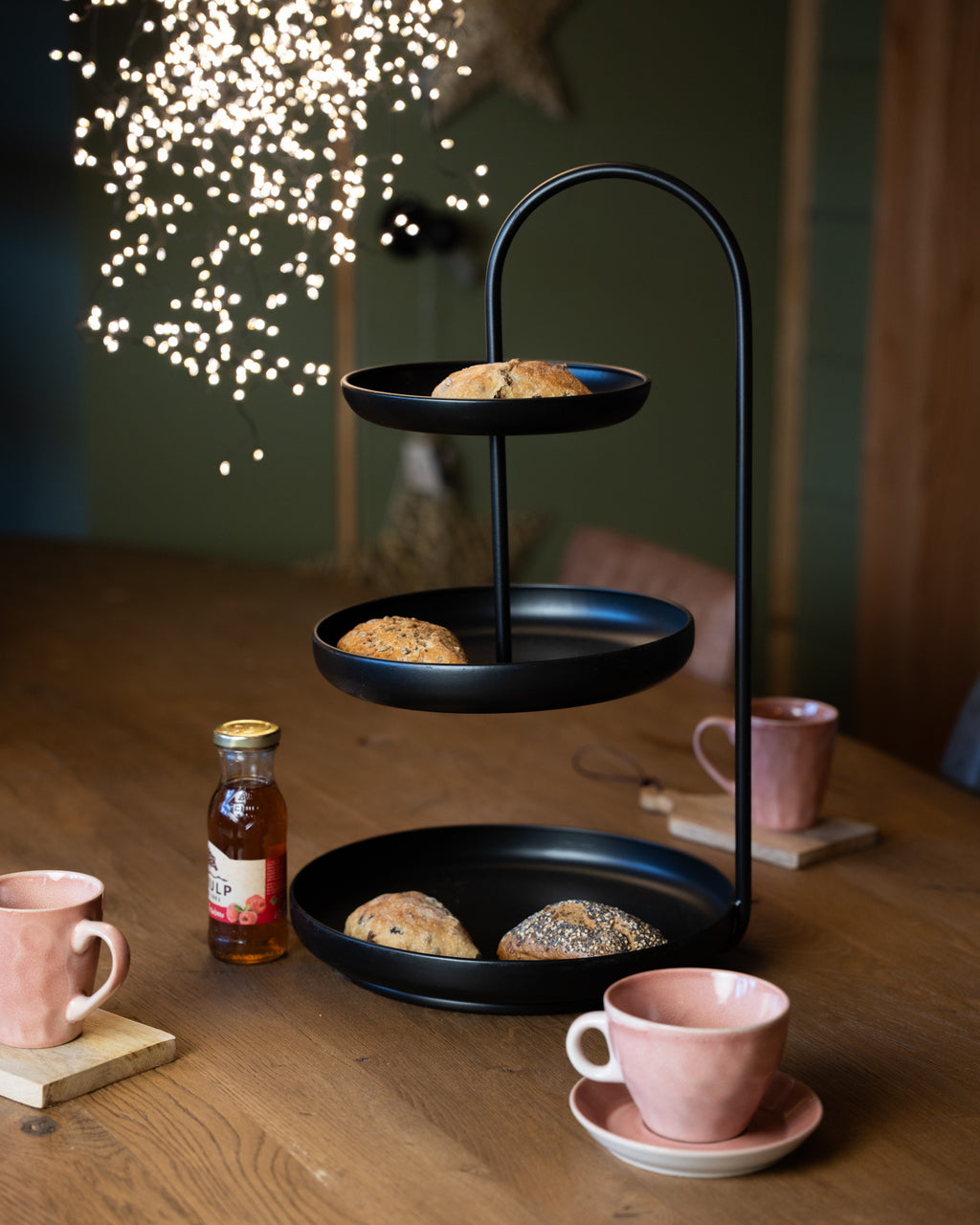 Etagère rond Perks L zwart 31x30x52cm