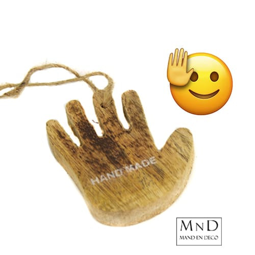 Houten Handje "High five" 6x.7.5x 1cm SCHERP GEPRIJSD!!