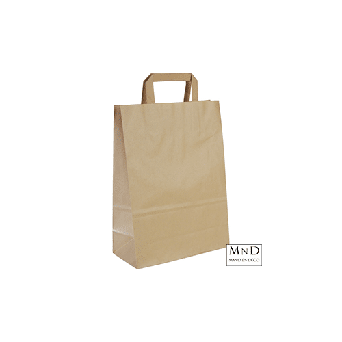 Papieren draagtas bruin vlak handvat 250 stuks 22x11x28cm