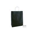 Papieren draagtassen zwart gedraaid handvat 50 stuks 26x12x35cm