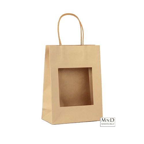 Venster draagtassen bruin gedraaid handvat 25 stuks 18x8x24cm