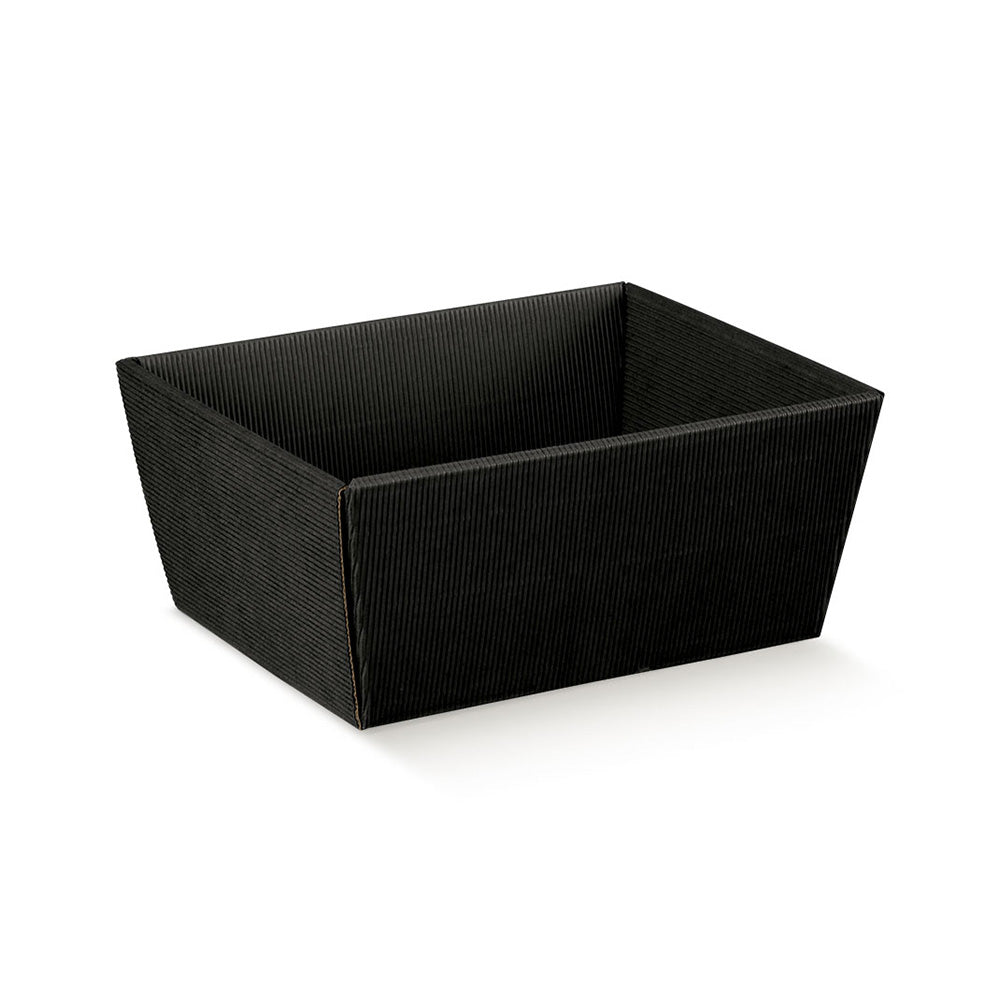 Kartonnen Vierkant Bakje Rib Zwart 17x17x8cm (ondermaat)