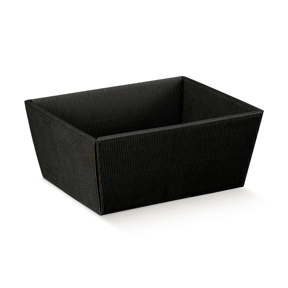 Kartonnen Vierkant Bakje Rib Zwart 21x21x9cm (ondermaat)