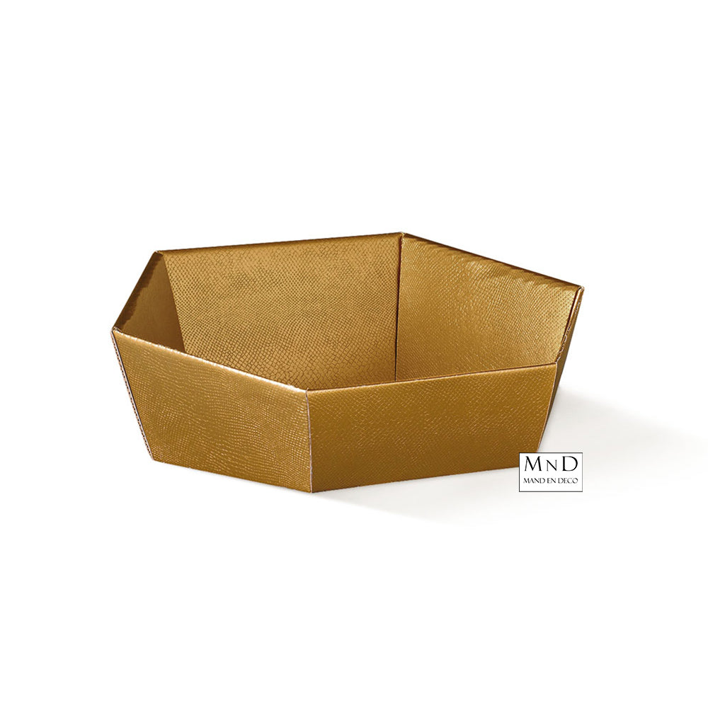 Mand karton hexagonaal Goud 29x23x8.5/11.5cm