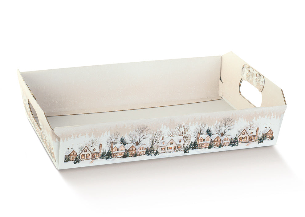 Kerstdorp kartonnen dienblad  35x26x7cm