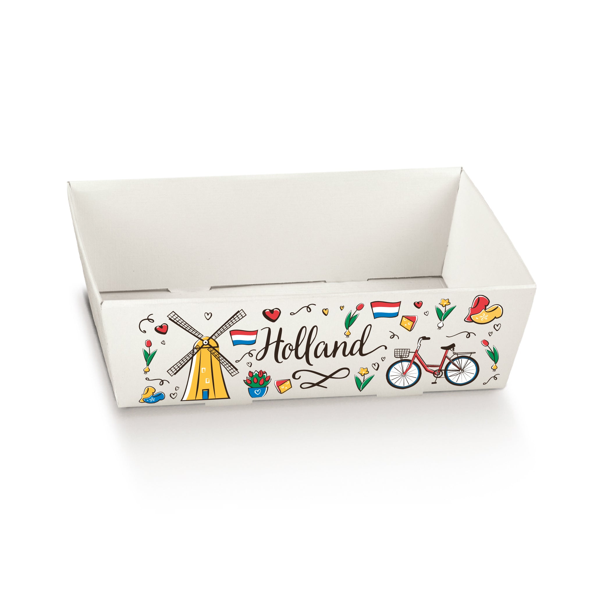 Mand karton wit met opdruk "HOLLAND" 23x17x8cm