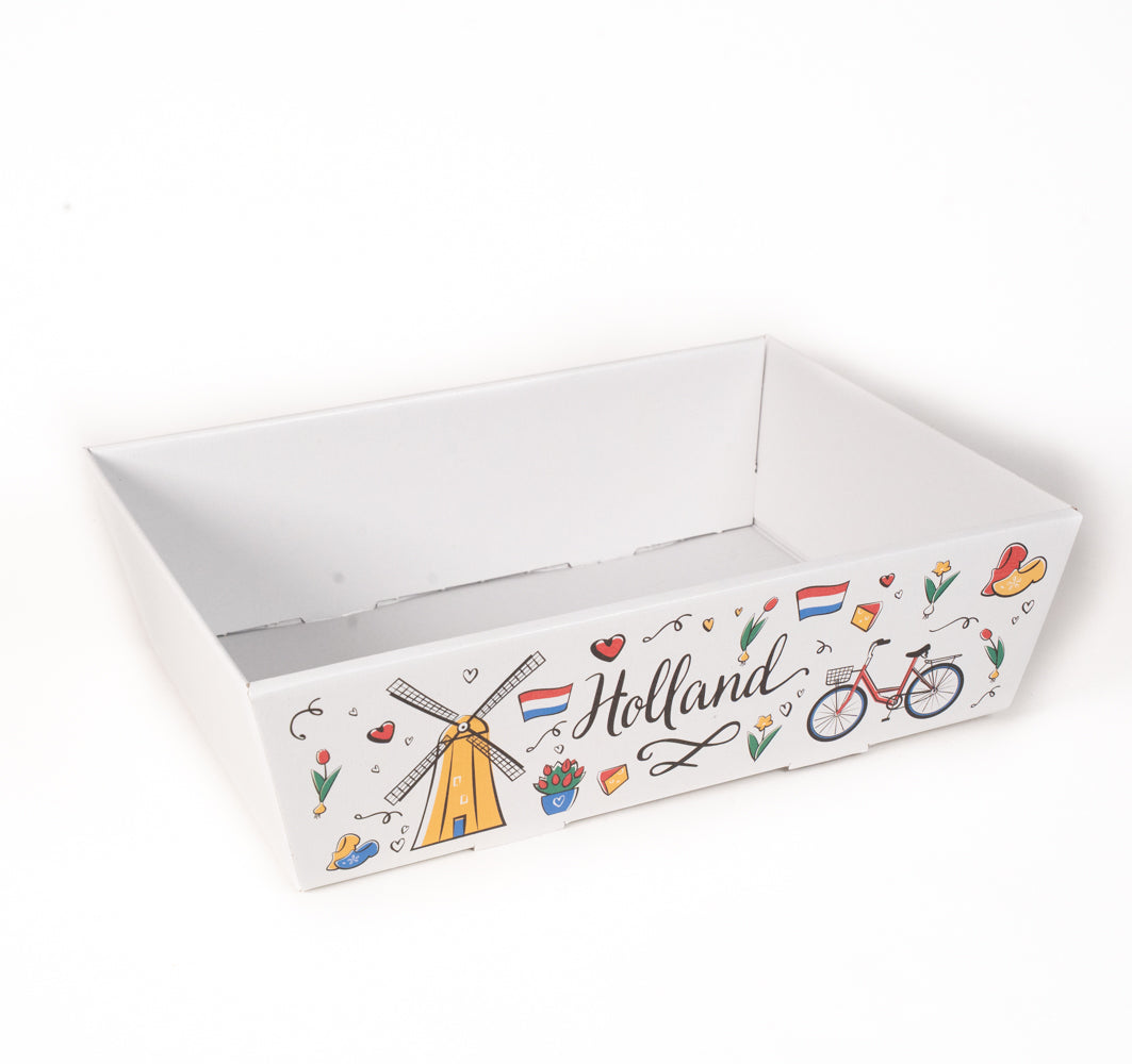 Mand karton wit met opdruk "HOLLAND" 29X21X9CM