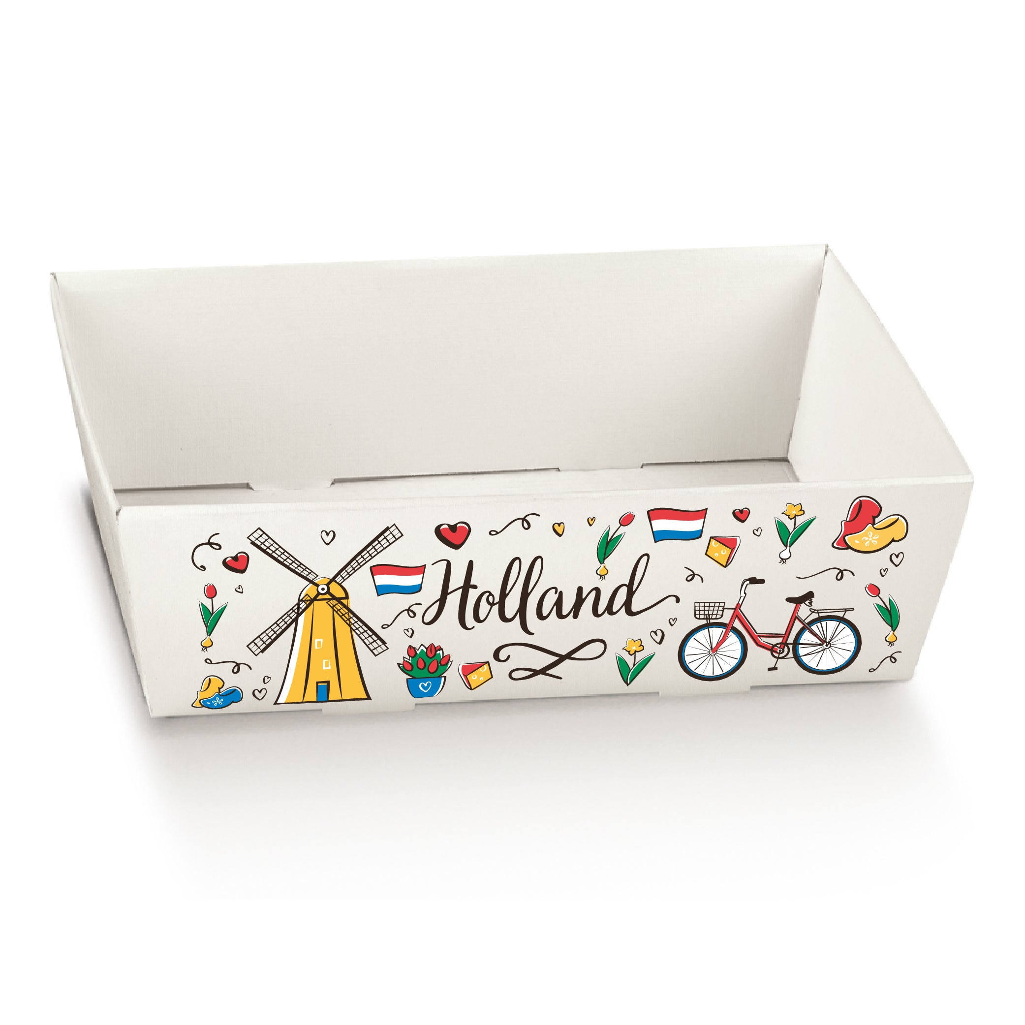 Mand karton wit met opdruk "HOLLAND" 29X21X9CM