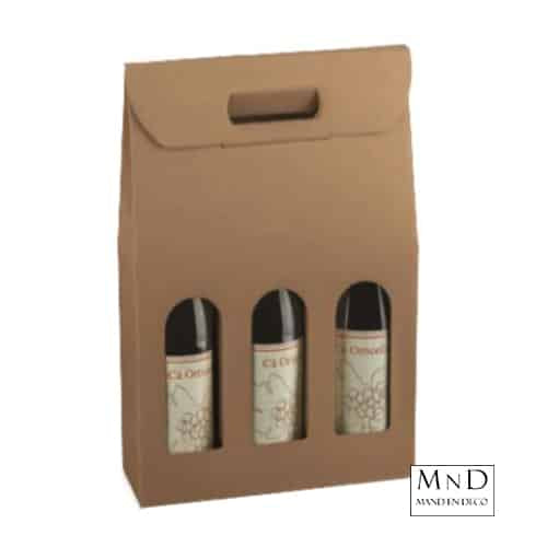 Draagdoos 3 fles kraft uni 27x9x38,5cm