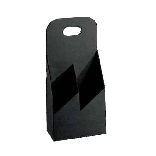 Bierverpakking  zwart voor 2 flessen, karton, draagdoos 13x6.5x29cm