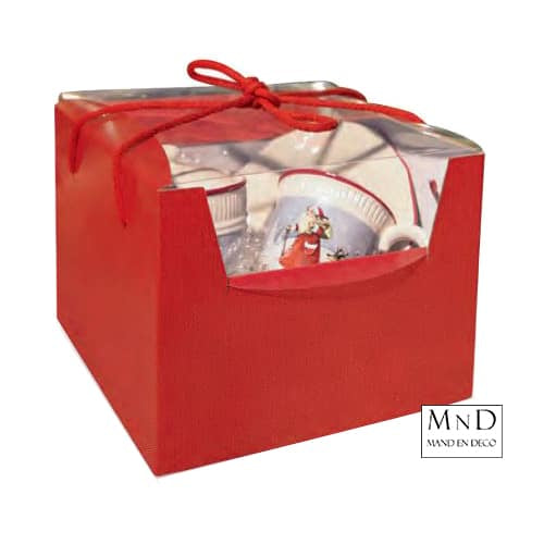 Kartonnen draagdoos met folie rood Lino Rosso 25x25x18cm