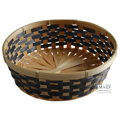Mand bamboe naturel/zwart Ø29x8cm