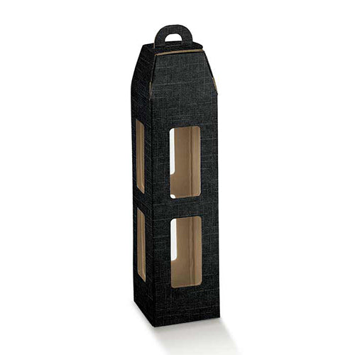 Lantaarn zwart karton 9x9x35cm.