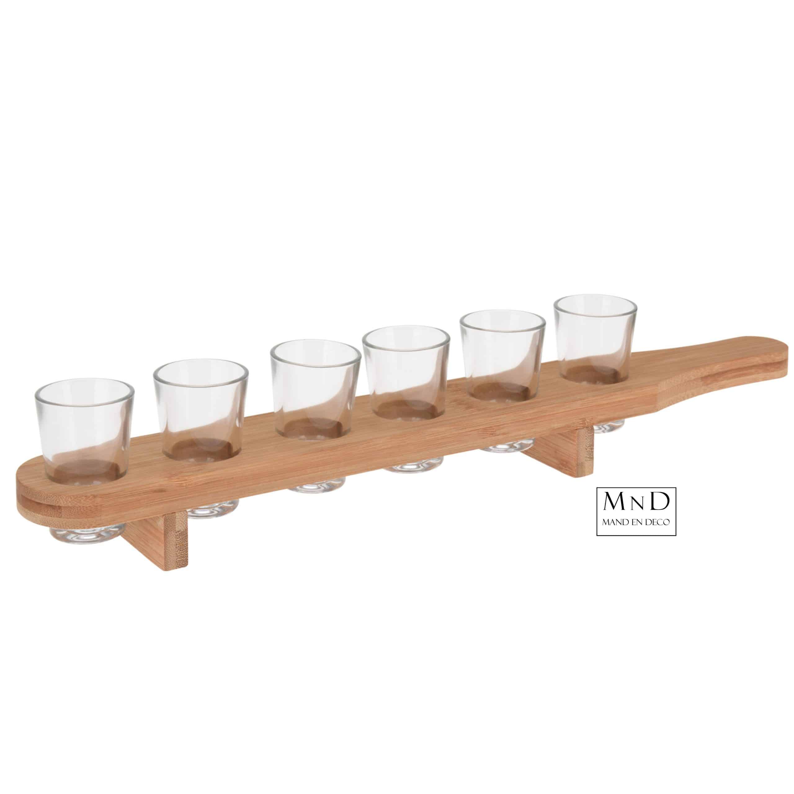 Plank met 6 shotglaasjes 40ml