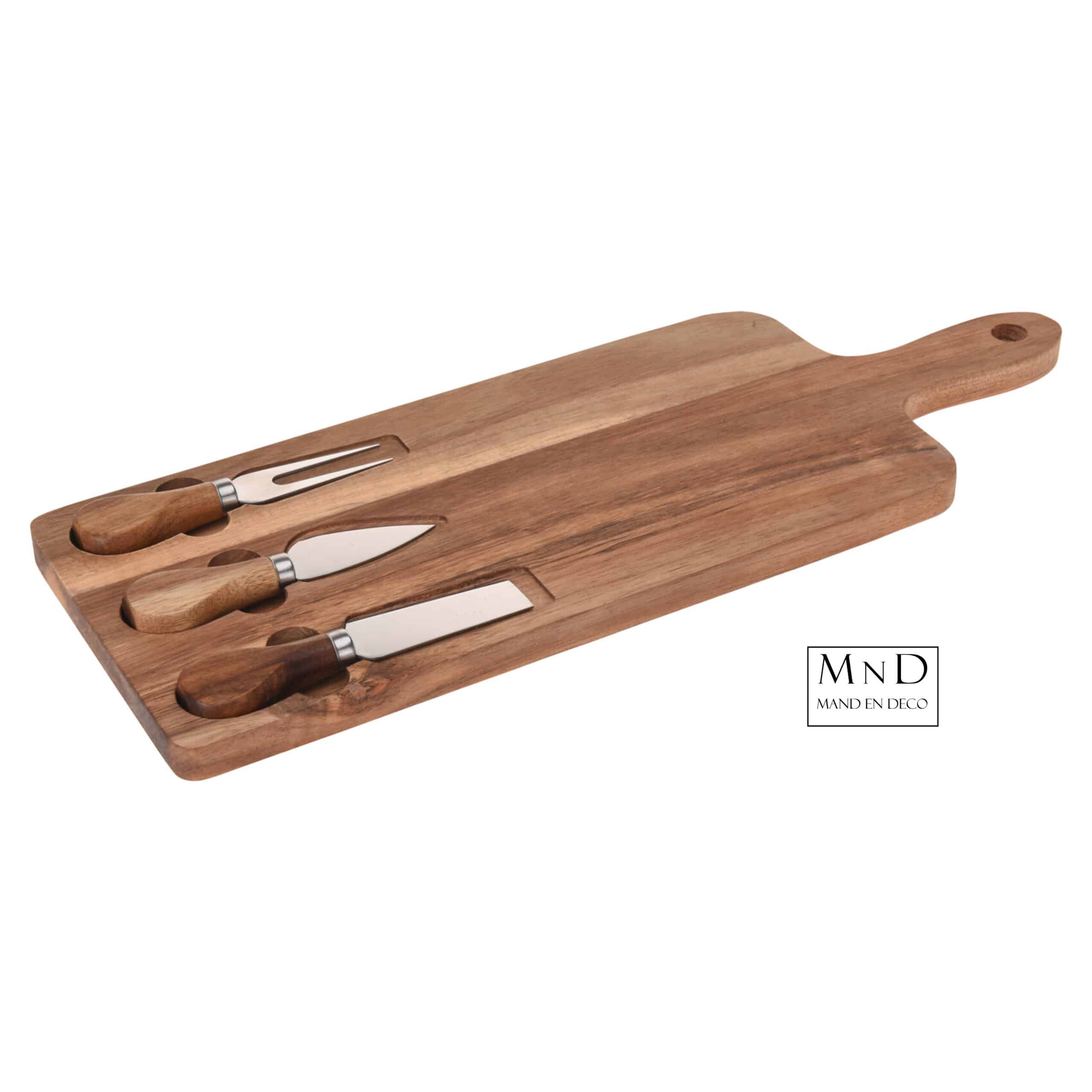 Kaasplank met 3 kaasmessen 42x15cm