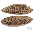 Houten deco schaal Blad 2 assorti 22x30x4cm en 28x31x3cm
