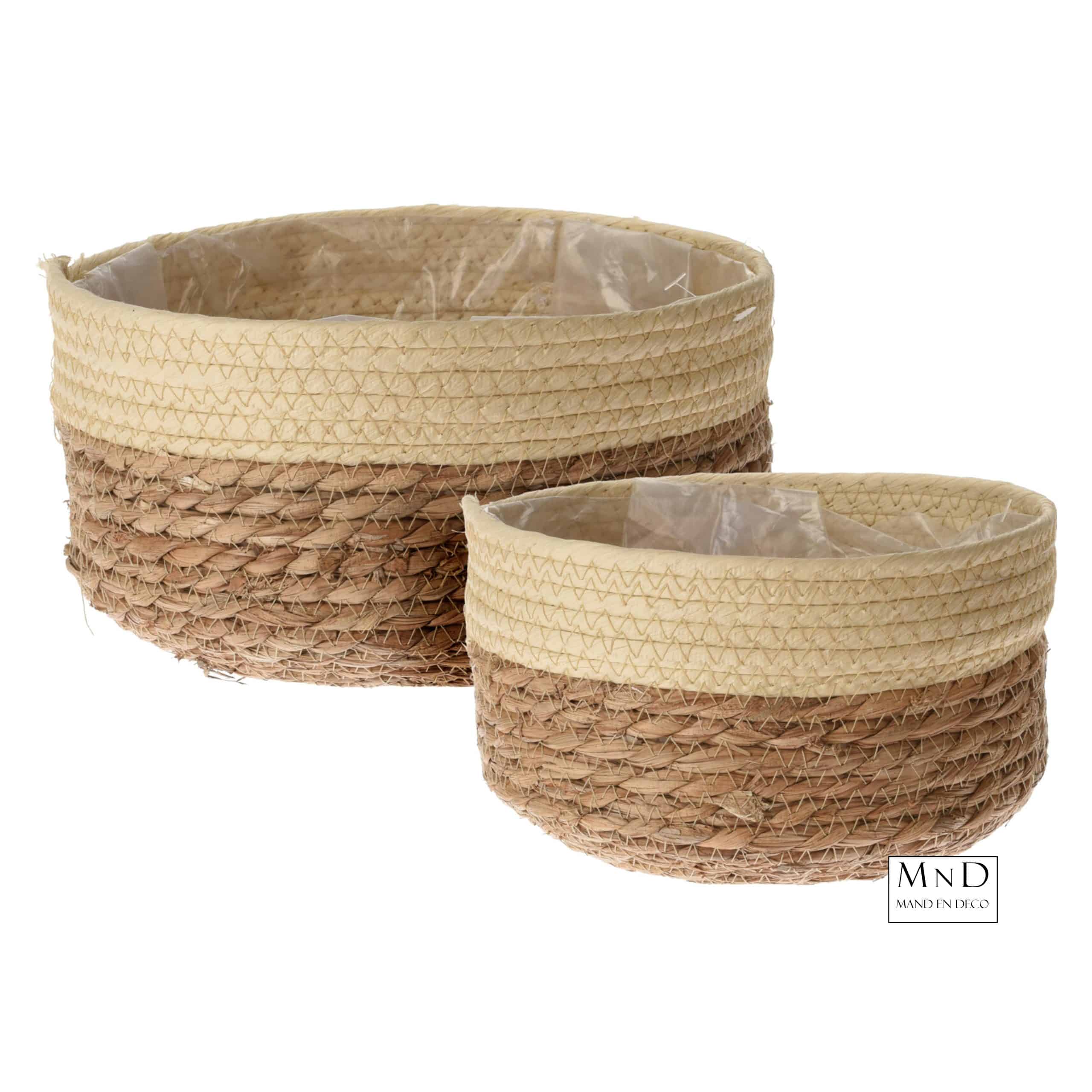 Mand rond Harmen leaf ø26xH14cm + ø20xH12cm van €11.95 nu