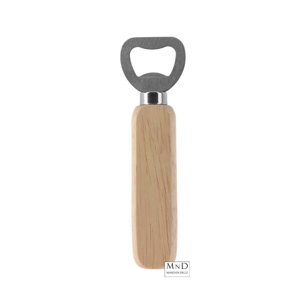 Flesopener RVS met Eikenhout lengte 14cm