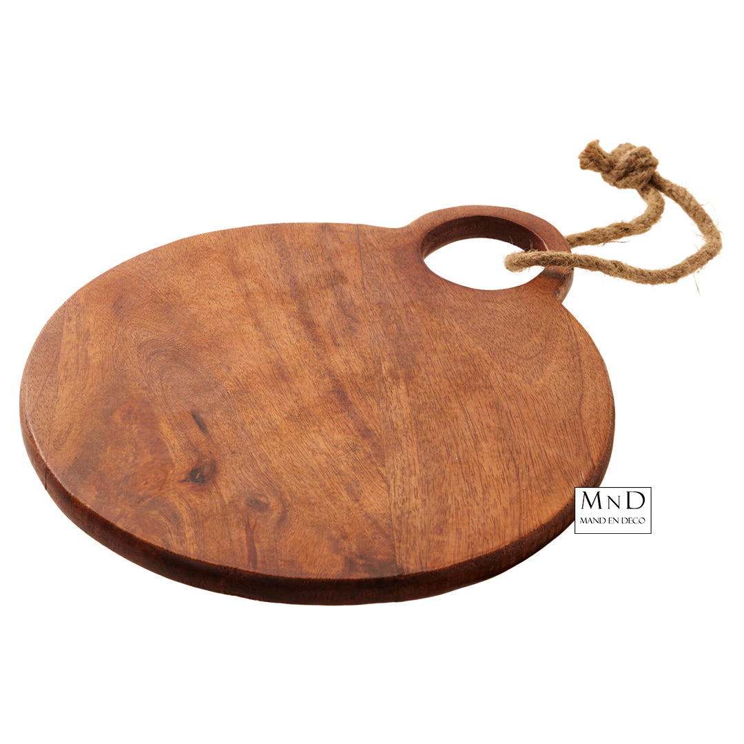 Mango kaasplank Sem rond donker bruin 30x25cm