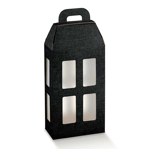 Lantaarn zwart karton 18x9x37cm