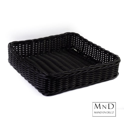 Kunststof broodmand, recht, zwart | Foodsafe | Premium | 40x40x10CM