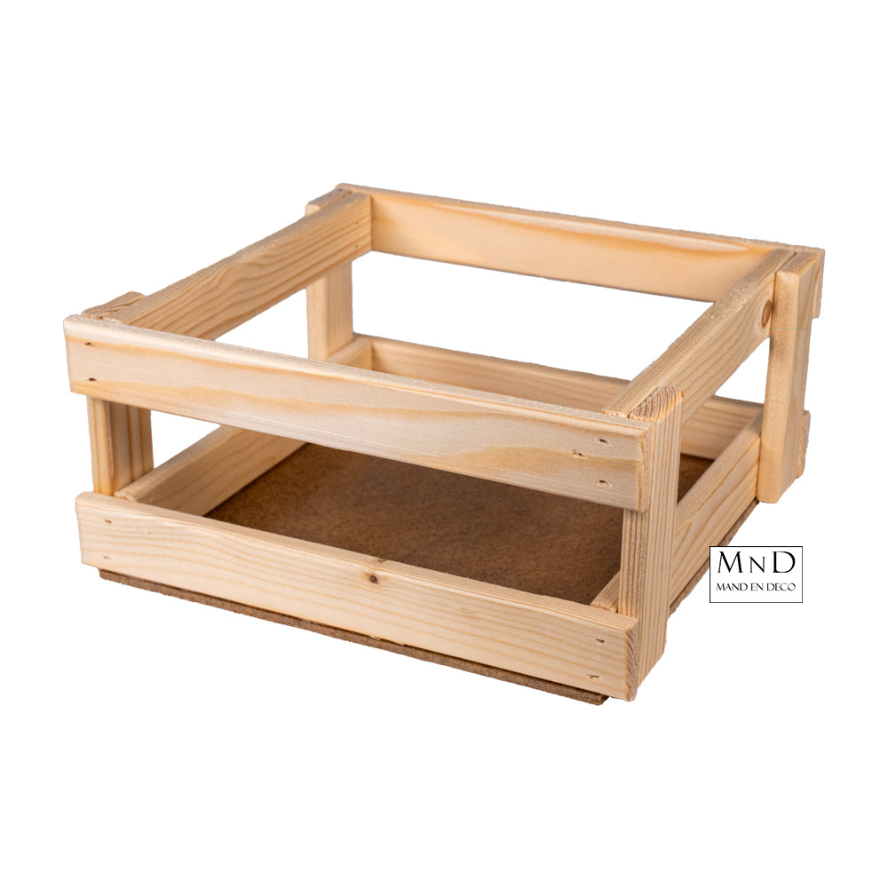 Houten kistje-kratje voor 9 flesjes 20.5x23.5x10.5cm
