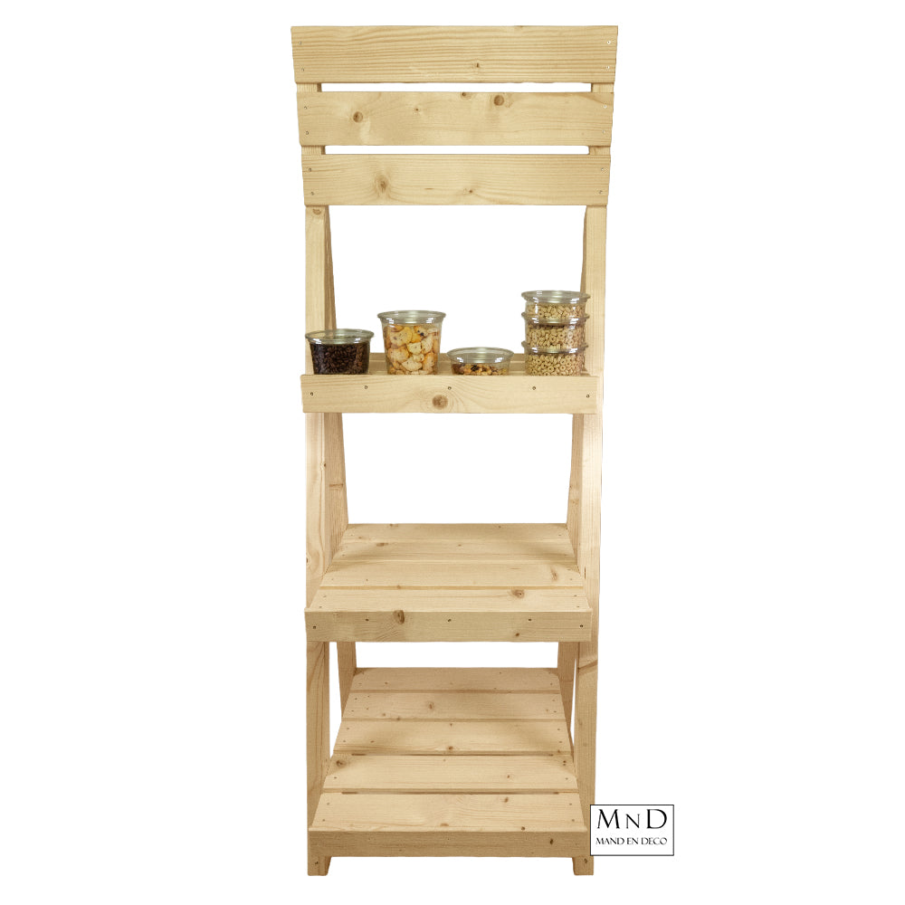 Display standaard Hout 3 laags RECHT 42x58x160cm
