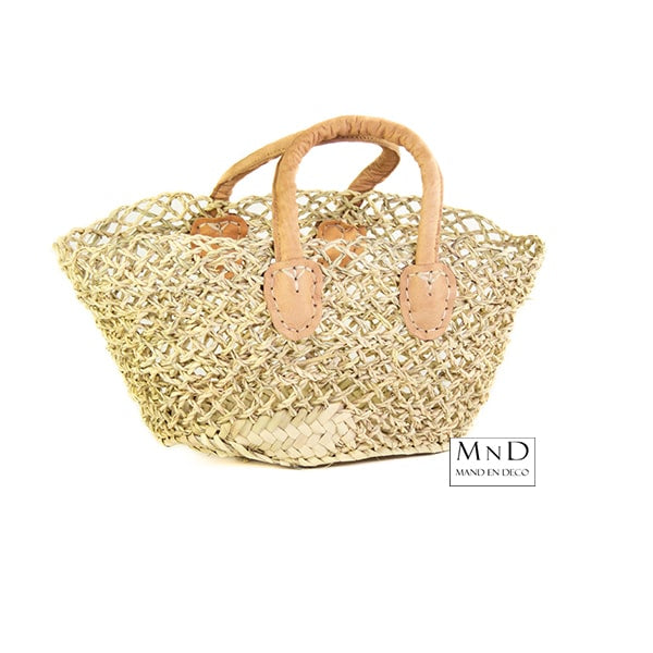 Tas met leren handvat 28x17 cm