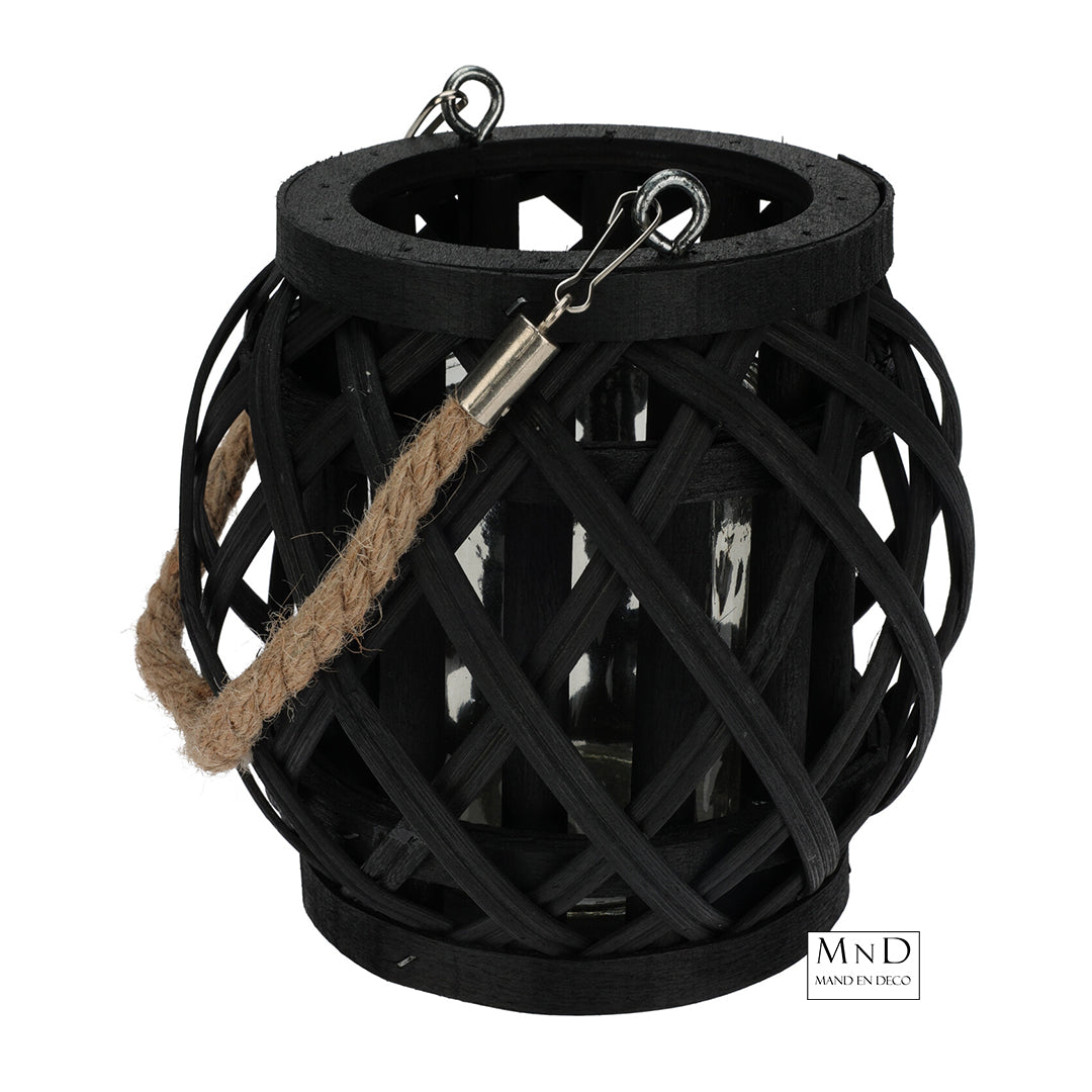 Lantaarn Gerard gespleten bamboo zwart 15cm