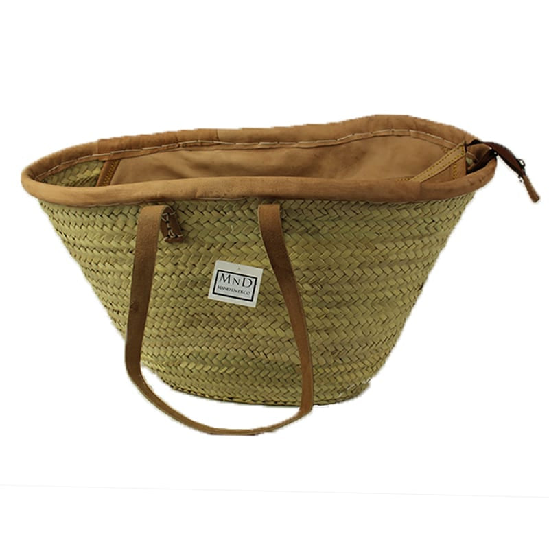 Strandtas met leren rits afdekking 54x30xH35/64cm