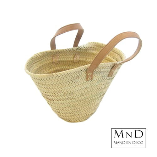 Strandtas Palm klein handvat leer 35x15x20cm