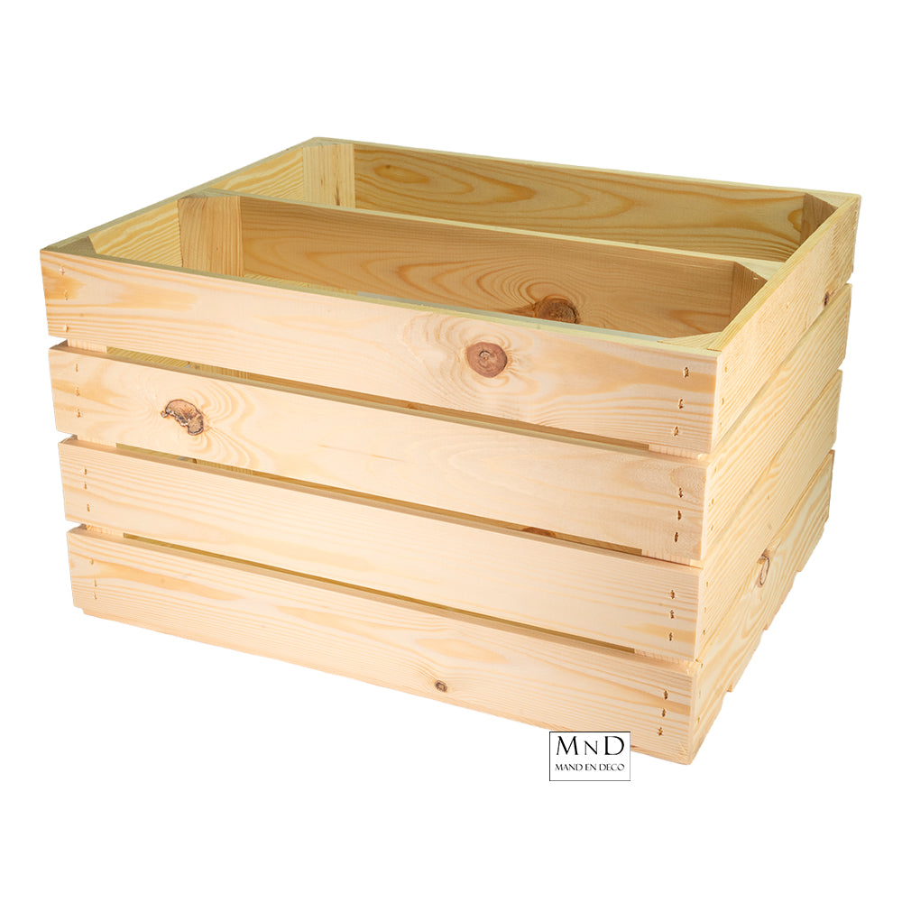 Houtenkist Naturel Tweevaks 50x40x30 20/20cm