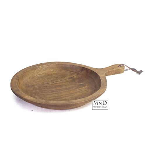 Mango Tapasplank nat. bruin rond met handvat DISH 41x30x4cm