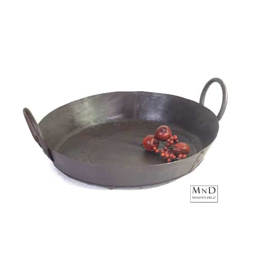 Oude KADHAI DECOR gelagen ijzer MEDUM 41x35x12cm