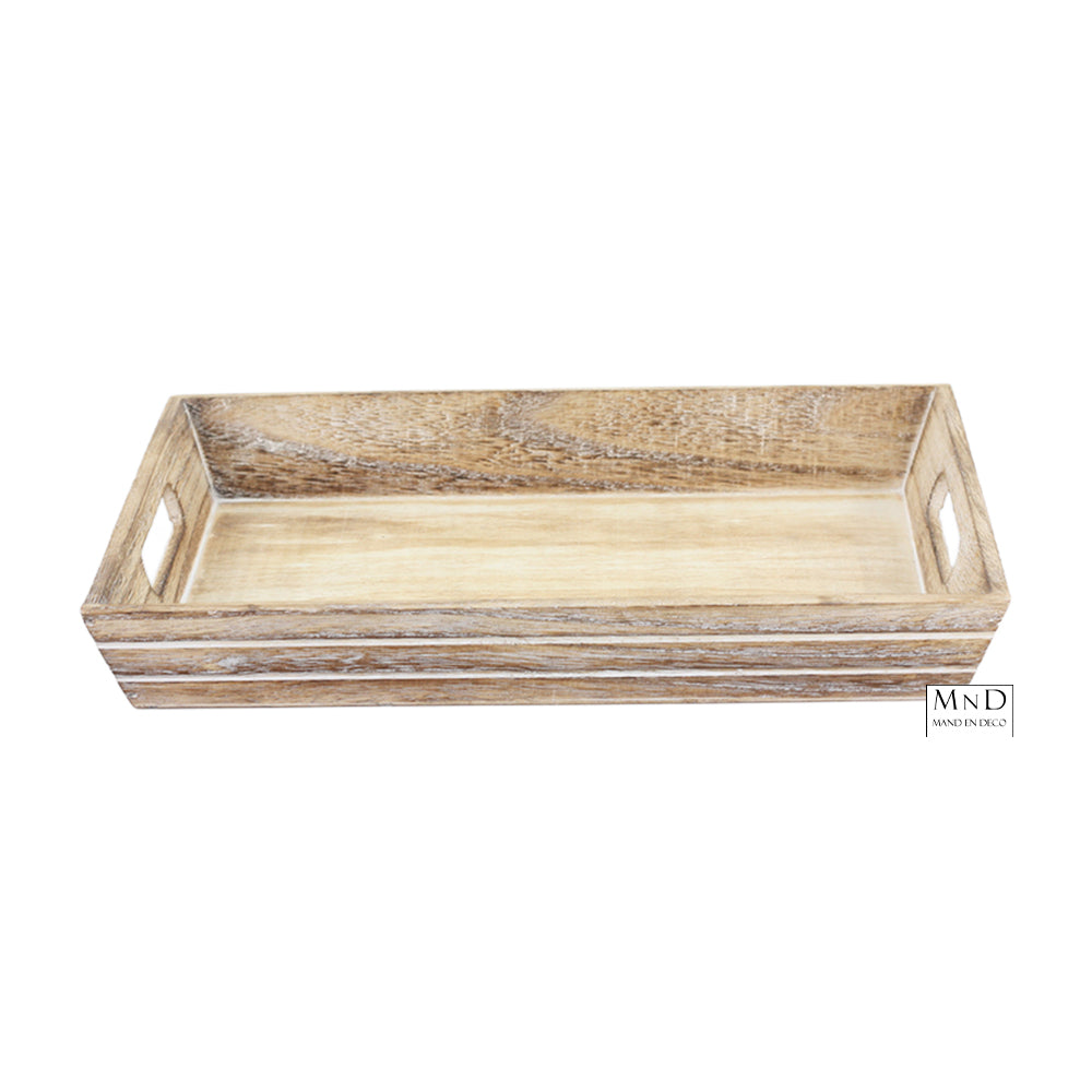 Dienblad Nathanaël hout brown whitewash 35x25x5cm