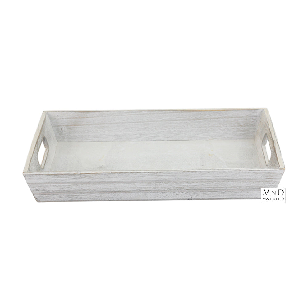 Dienblad Nathanaël hout whitewash 35x25x5cm