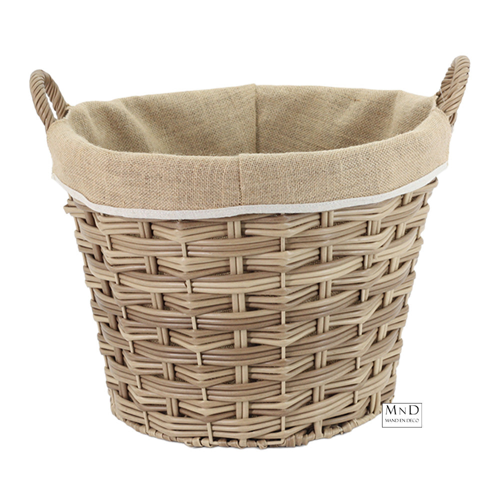 Mand kunststof Eleonora met jute bekleed ø47xH35cm