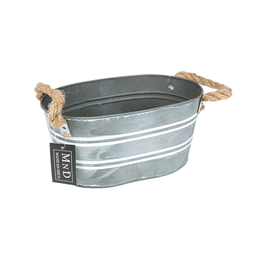 Joop Emmer ovaal M grey wash, touwhandvatten 23x14x11cm