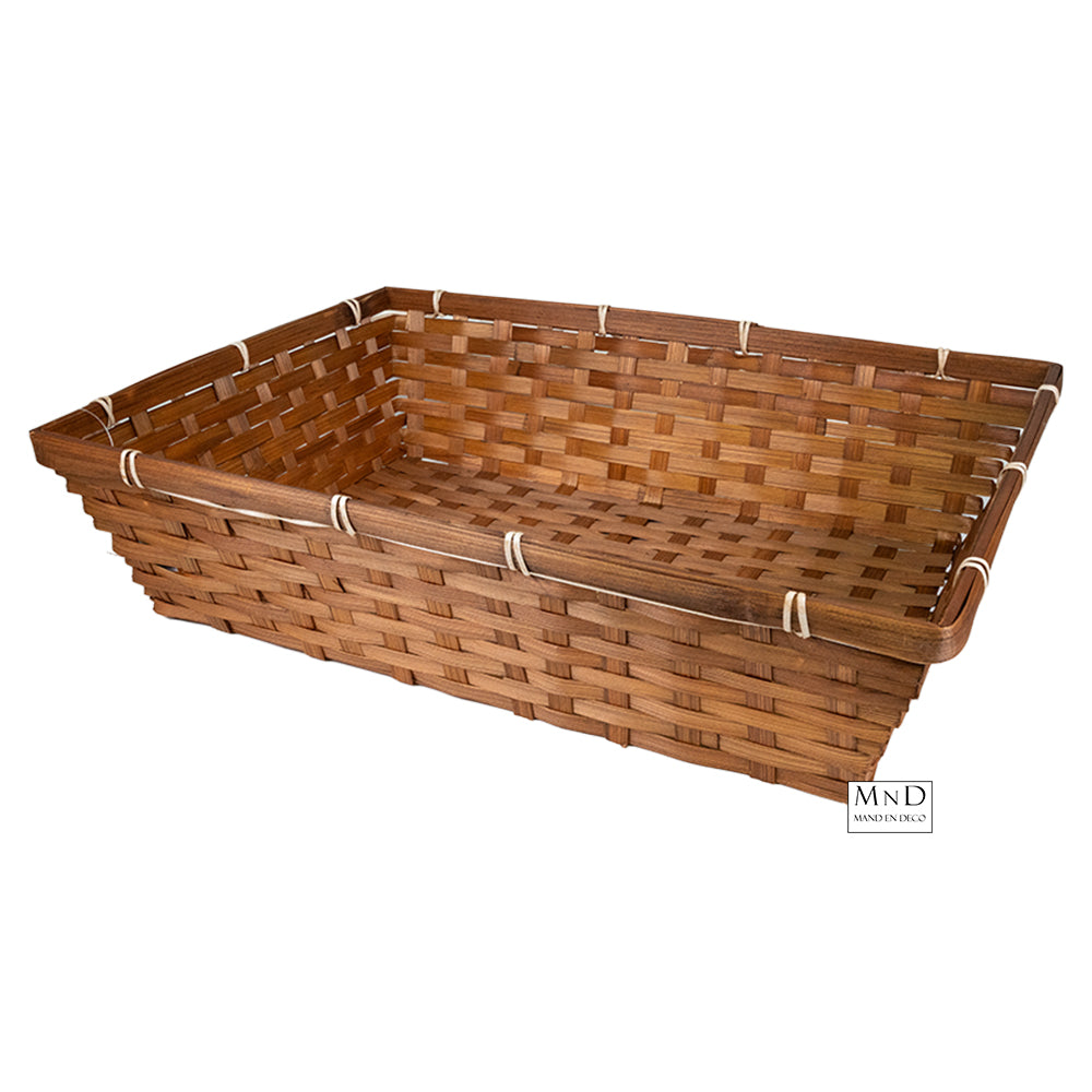 Bamboe manden bruin set van 3 (L/M/S) > L 42x30x10cm | M 38x26x9cm |  S 34x22x8cm