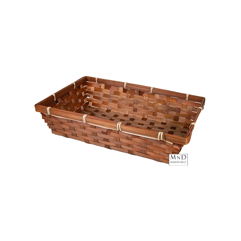 Bamboe manden bruin set van 3 (L/M/S) > L 42x30x10cm | M 38x26x9cm |  S 34x22x8cm