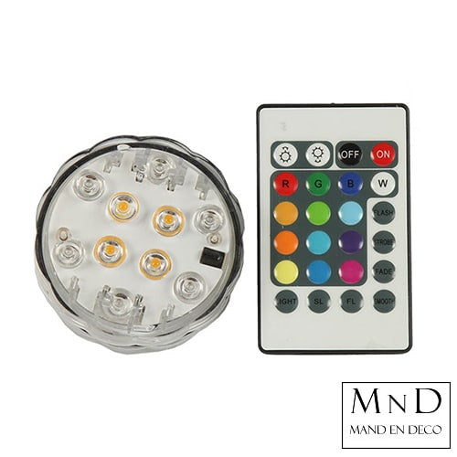 Lamp 10LED Waterproof remote veelkleurig 7x7x3