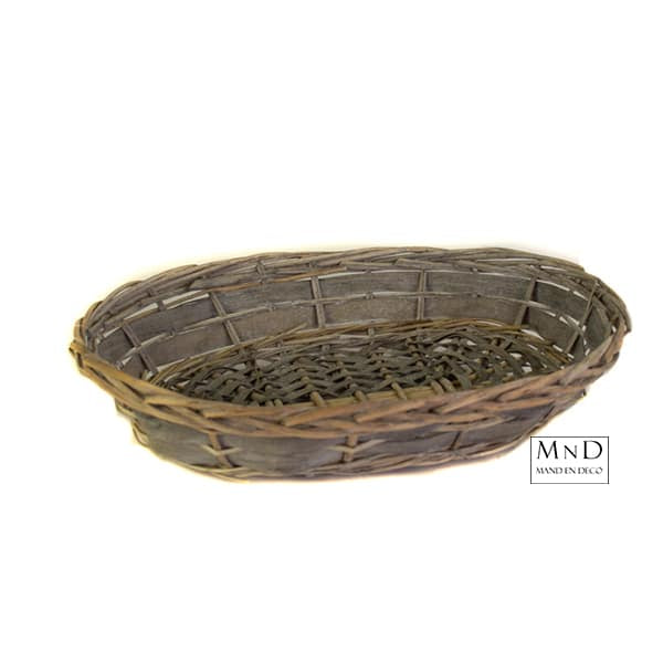 Mand ovaal Madras M grijs  30x37xH8cm