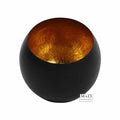 Theelicht Obion rond M zwart/goud Ø15.5x14.5cm