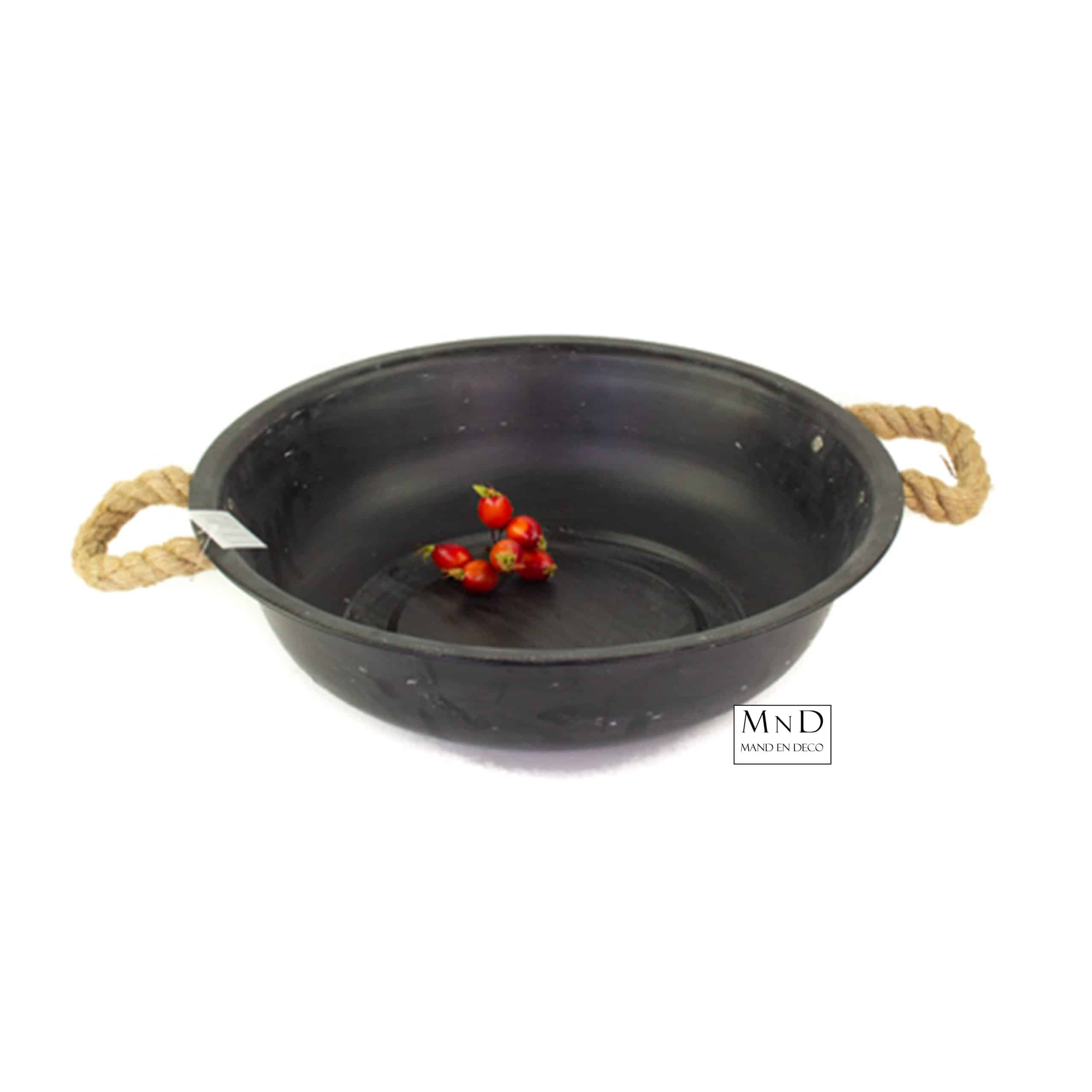 Metalen schaal Linda blackwash M 29x8cm