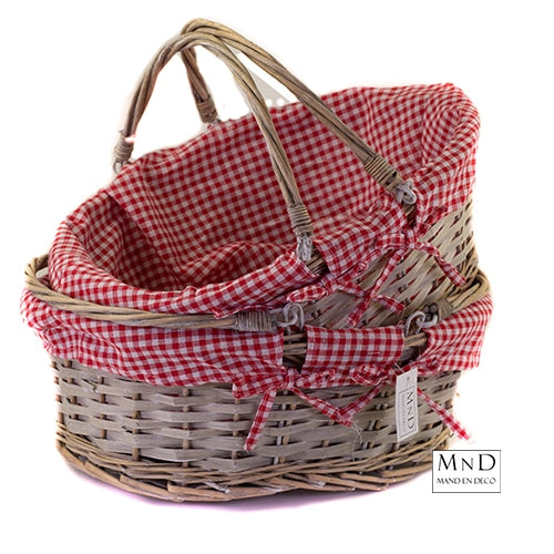Hengselmand rood L  41x33xH15/29cm