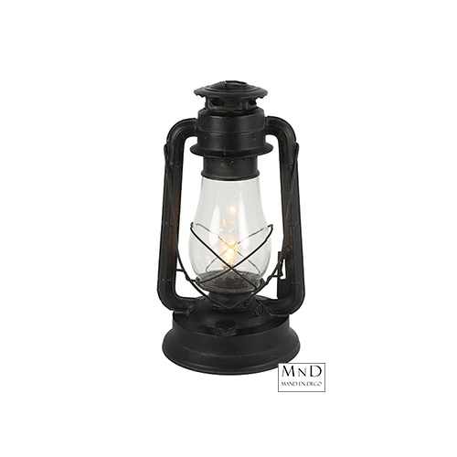 Deco stormlantaarn LED timer zwart L20,5B20H37,5CM