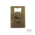 Flesopener kaart zink 'Man card' 8.5x5.5cm