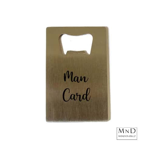 Flesopener kaart zink 'Man card' 8.5x5.5cm