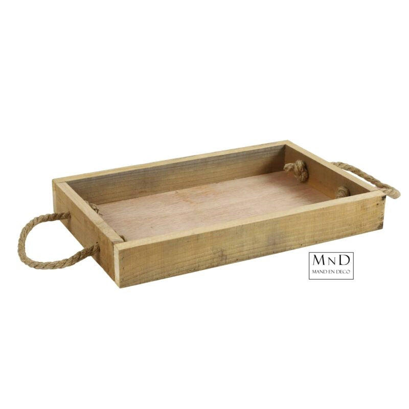 Dienblad Paul S naturel met touwen handvat 33x21.5x4.5cm