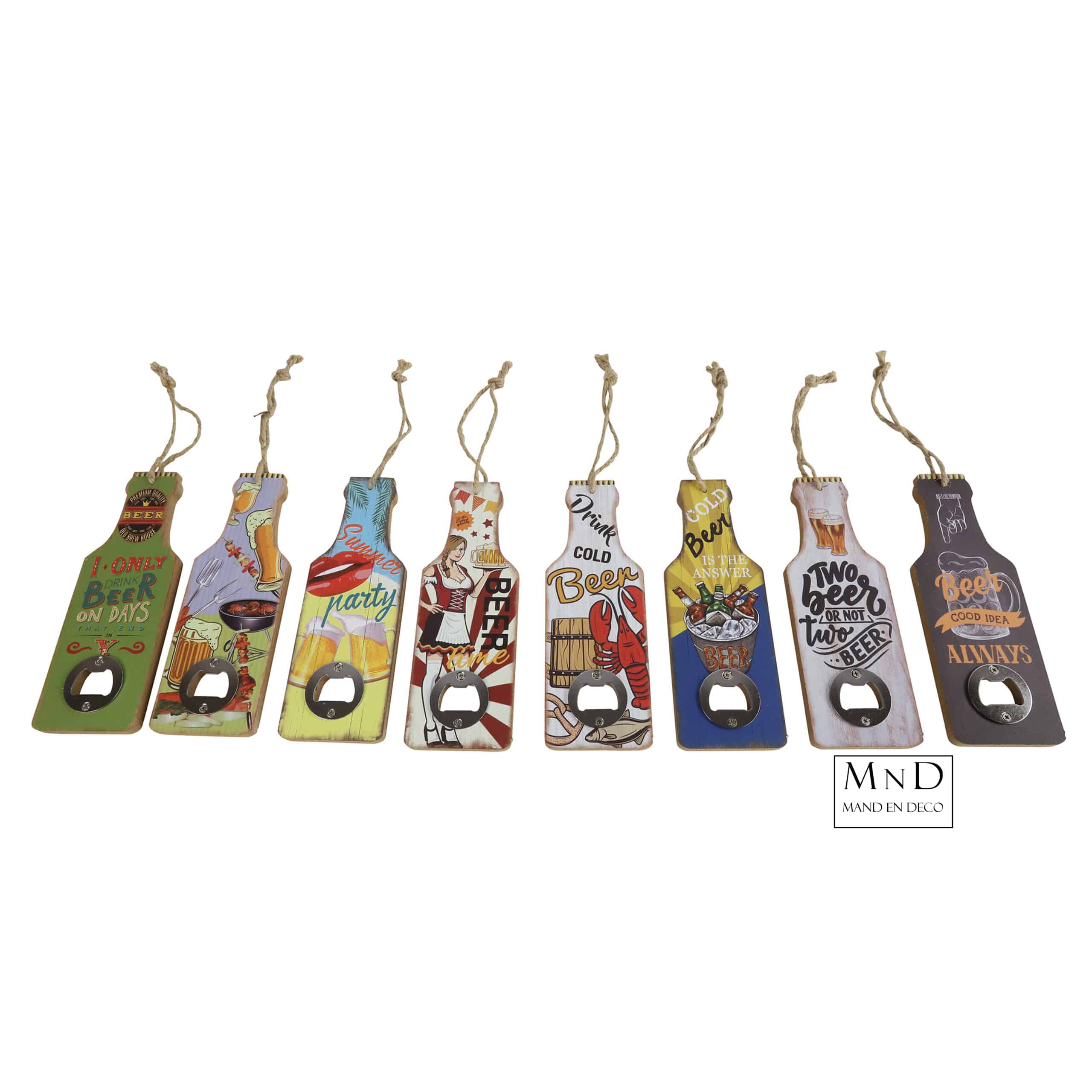 Flesopener set van 8 diverse 20x7x1cm